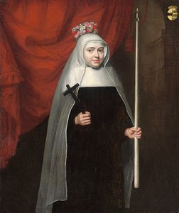 Porträtt av en nunna som håller ett krucifix och ljus, 1678 av Pieter Leermans