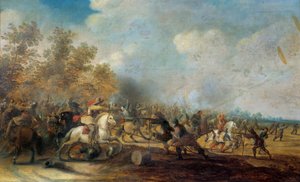 Kavalleriladdningsmålning av Pieter Meulener (1602-1654)