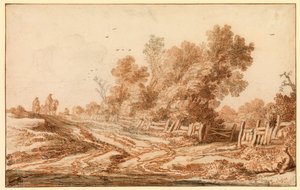Landskap med resenärer på en väg, 1653 - 1657