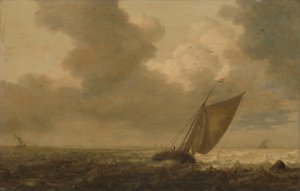 Fiskebåt med vinden i seglen av Pieter Mulier (I)