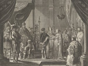 Platta 7: Äktenskapet mellan Francisco I de Medici och Johanna av Österrike, från Caspar Barlaeu..., 1638.