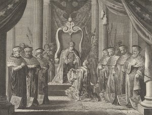 Plåt 8: Kejsar Maximilian II beviljar en krona till Amsterdams vapen, från Cas..., 1638.