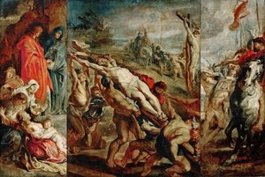 The Elevation of the Cross-skiss för triptyken av Peter Paul Rubens