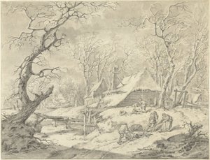 Vinterlandskap med gård av Pieter Pietersz. Barbiers