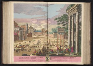 Forum Romanum i Rom Forum av Nerva, imp och Boarium i det Jupiters tempel Stator Saturnus och Concord (...) (titel på objekt)