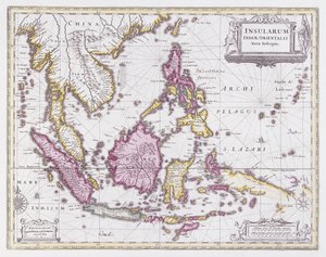 Karta över Kina och Indonesien, ca 1710