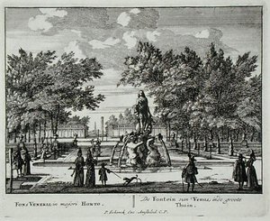 Venusfontänen i en storslagen trädgård, från 