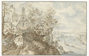 Flod med ett kapell till vänster av Pieter Stevens (I)