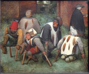 Tiggarna eller krymplingarna - olja på trä av Pieter Bruegel the Elder