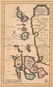 Karta över Moluckerna (nuvarande Indonesien), ca 1707 (kolorerad gravyr)