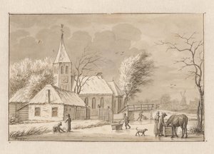 Vintervy vid en kyrka