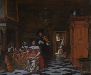 Porträtt av en familj som spelar musik, 1663 av Pieter de Hooch