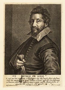Porträtt av Pieter de Jode den äldre, flamländsk grafiker, tecknare, förläggare och målare av Pieter de II Jode
