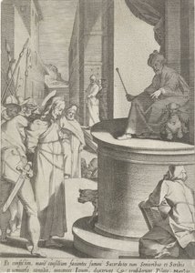 Kristus för Pilatus Passie van Christus (serietitel) Passion and Resurrection (serietitel) av Pieter de Jode (I)