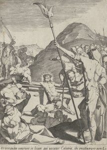 Kristus är spikad på korset Passion of Christ (serietitel) Passionis et resurrectionis (serietitel) av Pieter de Jode (I)