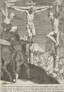 Kruisiging van Christus Passie van Christus (serietitel) Passion and Resurrection (serietitel) av Pieter de Jode (I)