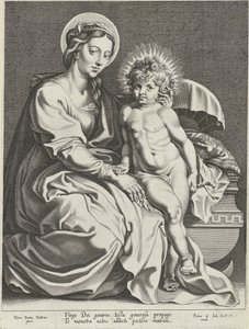 Maria med Kristusbarn vid spjälsängen av Pieter de Jode (I)