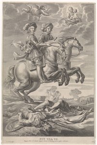 Ferdinand av Österrike med Ferdinand, kung av Böhmen och Ungern, till häst vid segern i Nördlingen Kardinal-barnets glädjefulla inträde i Gent, 1635 (serietitel)
