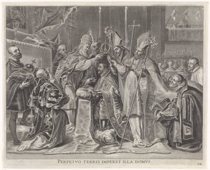 Karl V kröntes till kejsare av påven Kardinal-barnets glädjefulla inträde i Gent, 1635 (serietitel)