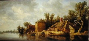 Flodlandskap (olja ombord) av Pieter de Neyn