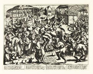 En festival av dårar, medeltiden.1906 (litografi) av Pieter the Elder (after) Bruegel