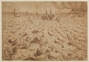 En storm på floden Schelde med utsikt över Antwerpen, 1562 - 1563 av Pieter Bruegel the Elder