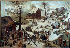 Betalning av dime eller deombrement till Bethleem (h s/t 1,11 X 1,64). Målning av Pieter Bruegel (eller Breugel eller Brueghel eller Breughel) den förra (1525-1569). 1566. Bryssel, Royal Museum of Fine Arts. av Pieter Bruegel the Elder
