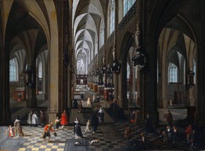 ""Interiörvy av katedralen i Antwerpen"" Målning av Pieter Neefs den äldre (eller den äldre) (1578-1661) 1651 Indianapolis museum of art Indiana USA