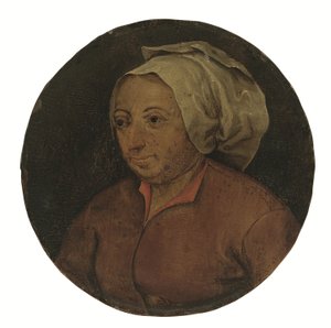 Kvinnohuvud (olja på pannå) av Pieter the Younger Brueghel