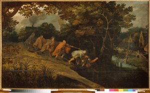 Den blinde leder den blinda. Målning av Pieter Bruegel sa den unga (eller Pierre Breugel eller Peter Brueghel eller Breughel) (cirka 1564-1638), olja på trä. flamländsk primitiv konst