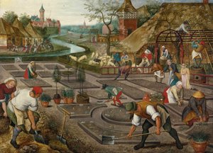 Spring par Brueghel, Pieter, den yngre (1564-1638). Olja på trä, storlek: 41,9x57,2, ca. 1625-1630, Privat samling