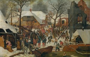 De tre vise männens tillbedjan i snön (olja) av Pieter the Younger Brueghel