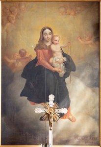 Inside View, Måla "Our Lady With Child With Rosary", Altarpiece On the Main Altar av Pierre Van Hanselaere av Pieter van Hanselaere