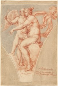 Venus och Amor (efter Rafael) av Pieter van Lint