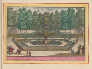 Fontän av Don Juan av Österrike i trädgårdarna av det kungliga palatset i Aranjuez Don Jan van Oostenryks fontän, i Aranjues (titel på objektet) Theatrum Hispaniae (...) (serietitel) av Pieter van den Berge
