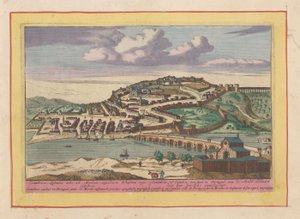 Utsikt över den portugisiska staden Coimbra Coimbra, eller Coimbra, en stad i Portugal, på Monda (titel på objekt) Theatrum Hispaniae (...) (serietitel) av Pieter van den Berge