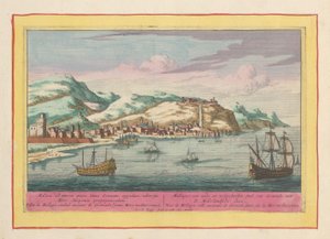 Utsikt över staden Málaga vid Medelhavet Mallaga, en gammal och befäst stad Granade, vid Medelhavet (titel på objektet) Theatrum Hispaniae (...) (serietitel)