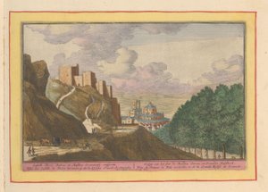 Utsikt över Alcazaba och katedralen i Granada Gesigt av slottet de Rooden Tooren och Granades Hoofdkerk (titel på objektet) Theatrum Hispaniae (...) (serietitel) av Pieter van den Berge