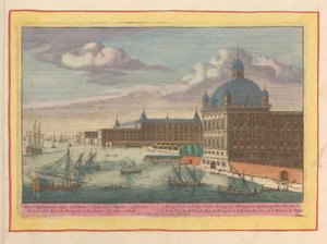 Utsikt över det kungliga palatset i Lissabon Palatsen av don Pedro, kung av Portugal, i Lissabon, vid Tajo siende (titel på objekt) Theatrum Hispaniae (...) (serietitel) av Pieter van den Berge
