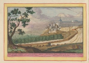 Utsikt över det kungliga palatset i Madrid Kungens palats i Madrid, sett från floden Guadarrama (titel på objektet) Theatrum Hispaniae (...) (serietitel) av Pieter van den Berge