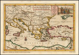 1700 års karta över östra Medelhavet av Pieter van der Aa av Pieter Van der Aa