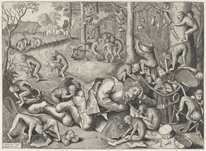 handlare rånad av apor av Pieter van der Heyden