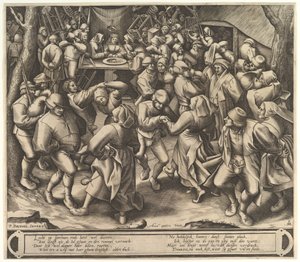 Bondebröllopsdansen, efter 1570. av Pieter van der Heyden