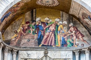 Transport av Sankt Markus kropp från Alexandria till Venedig, ca 1660 (mosaik) av Pietro (1605-78) Della Vecchia