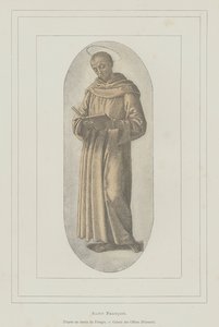 St Francis av Assisi (litho) av Pietro (after) Perugino