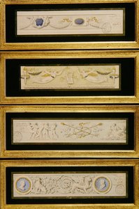 Fyra mönster för friser, ca 1823 (akvarell, bläck & tvätt på papper) av Pietro (attr. to) Ghinelli