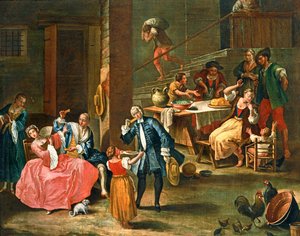 Picknick på landet ... (målning på duk) av Pietro (circle of) Longhi