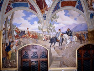 Victor Emanuel II möter Giuseppe Garibaldi på Teano av Pietro Aldi