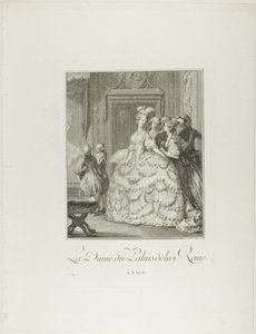 Drottningens hovdam, från Monument du Costume Physique et Moral de la fin du Dix-huitième siècle