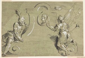 Projekt för del av en målad dekoration av Pietro Antonio Novelli